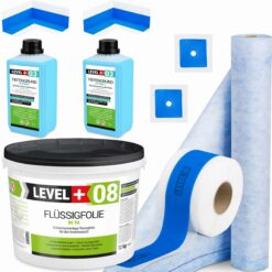 Dichtset Duschabdichtung Flüssigfolie 12kg Innenecke Dichtband Bad Dusche Küche LEVEL+ SET330
