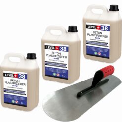 Beton-Zusatzmittel Set 15L Profi Bodenlegerkelle Zweiseitig Halbrund SET352