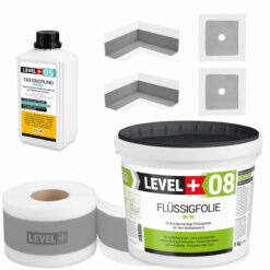 Dichtset Badabdichtung Dusche Flüssigfolie 8 kg Dichtband Tiefgrund LEVEL+ SET57