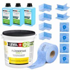 Dichtset Spezial Flüssigfolie 16kg Abdichtung Balkon Dusche Innen Außen LEVEL+ SET68