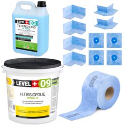 Dichtset Spezial Flussigfolie 25kg Abdichtung Bad Balkon Dusche LEVEL+ SET70