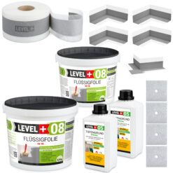 Dichtset Bad für ca 7m² Flüssigfolie 9,5kg Badabdichtung Dichtband Profi LEVEL+ SET104