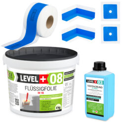 Dichtset Duschabdichtung Flüssigfolie 4kg Innenecke Dichtband Bad Dusche Küche LEVEL+ SET300