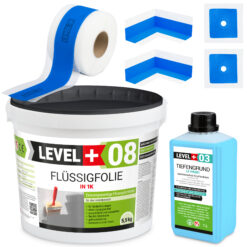 Dichtset Duschabdichtung Flüssigfolie 5,5kg Innenecke Dichtband Bad Dusche Küche LEVEL+ SET301