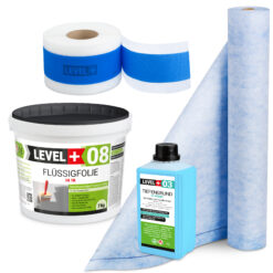 Dichtset Abdichtung Flüssigfolie 7kg Dichtbahn 1m² Tiefengrund Dichtband LEVEL+ SET311