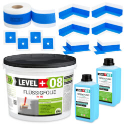 Dichtset Duschabdichtung Flüssigfolie 12kg Innenecke Dichtband Bad Dusche Küche LEVEL+ SET321