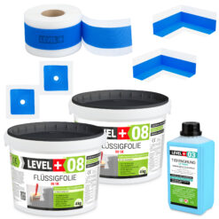 Dichtset Duschabdichtung Flüssigfolie 8kg Innenecke Dichtband Bad Dusche Küche LEVEL+ SET322