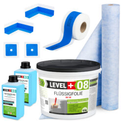 Dichtset Duschabdichtung Flüssigfolie 12kg Innenecke Dichtband Bad Dusche Küche LEVEL+ SET329