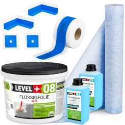 Dichtset Duschabdichtung Flüssigfolie 12kg Innenecke Dichtband Bad Dusche Küche LEVEL+ SET330