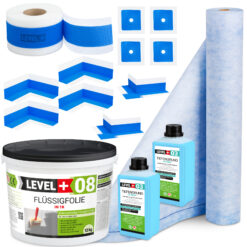 Dichtset Duschabdichtung Flüssigfolie 12kg Innenecke Dichtband Bad Dusche Küche LEVEL+ SET341