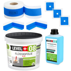 Dichtset Duschabdichtung Flüssigfolie 7kg Innenecke Dichtband Bad Dusche Küche LEVEL+ SET345