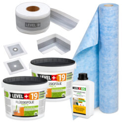 Dichtset Innen Außen Abdichtungset Dichtvlies Flüssigfolie 8kg Holz Fliesen OSB Wasserdicht Dichtband 120/70mm Ausdehnbar SET506