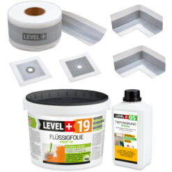 Dicht-Set Innen Außen Abdichtung-Set Dichtvlies Flüssigfolie 4kg Holz Fliesen OSB Wasserdicht Dichtband 120/70mm Ausdehnbar SET509