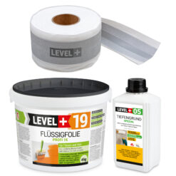 Dicht-Set Innen Außen Abdichtung-Set Dichtvlies Flüssigfolie 4kg Holz Fliesen OSB Wasserdicht Dichtband 120/70mm Ausdehnbar SET510