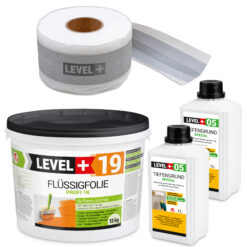 Dicht-Set Innen Außen Abdichtung-Set Dichtvlies Flüssigfolie 12kg Holz Fliesen OSB Wasserdicht Dichtband 120/70mm Ausdehnbar SET524