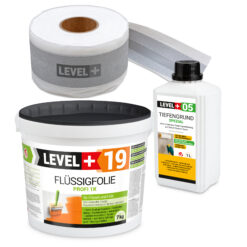 Dicht-Set Innen Außen Abdichtung-Set Dichtvlies Flüssigfolie 7kg Holz Fliesen OSB Wasserdicht Dichtband 120/70mm Ausdehnbar SET545