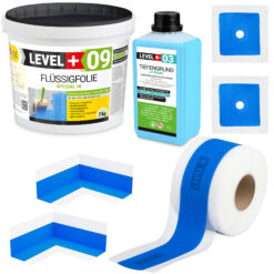 Flüssigfolie 7kg Dichtband 10m DichtSet Dusche Balkon Wassersperre Fliese SET84