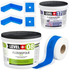 Dichtset Bad Dusche Flüssigfolie 12kg Fliesengrund 4kg Innenecke Dichtband LEVEL+ SET338