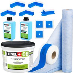Dichtset Duschabdichtung Flüssigfolie 12kg Innenecke Dichtband Bad Dusche Küche LEVEL+ SET340