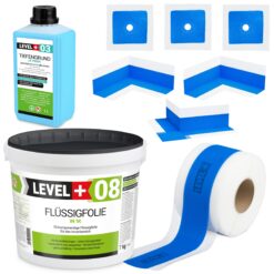Dichtset Duschabdichtung Flüssigfolie 7kg Innenecke Dichtband Bad Dusche Küche LEVEL+ SET342