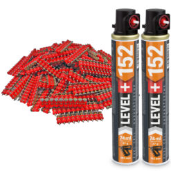 Set: 1000 St. Betonnägel 15mm/ Ø2,6mm für Gasnagler + 2 St. Ganzjahresgas Gaspatrone 152mm/ Ø32mm, Gaskartusche, Fuel Cell, HB42_LEVEL+152
