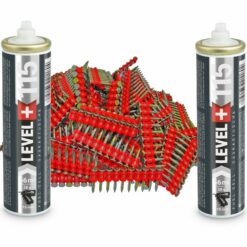 Set: 1000 St. Betonnägel 15mm/ Ø2,6mm für Gasnagler + 2 St. Ganzjahresgas Gaspatrone 115mm/ Ø32mm, Gaskartusche, Fuel Cell, HB42_LEVEL+115