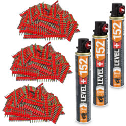 Set: 3000 St. Betonnägel 15mm/ Ø2,6mm für Gasnagler + 3 St. Ganzjahresgas Gaspatrone 152mm/ Ø32mm, Gaskartusche, Fuel Cell, HB42_LEVEL+152