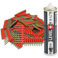 Set: 1000 St. Betonnägel 15mm/ Ø2,6mm für Gasnagler + 1 St. Ganzjahresgas Gaspatrone 115mm/ Ø32mm, Gaskartusche, Fuel Cell, HB42_LEVEL+115