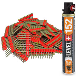 Set: 1000 St. Betonnägel 15mm/ Ø2,6mm für Gasnagler + 1 St. Ganzjahresgas Gaspatrone 152mm/ Ø32mm, Gaskartusche, Fuel Cell, HB42_LEVEL+152