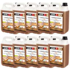 Leinöl Firnis 50 Liter, Holzschutz, Doppelt Gekocht, Holzpflege, Holzöl, Schnelle Trocknung, Natürlicher Holzschutz, Harzfrei LEVEL+33
