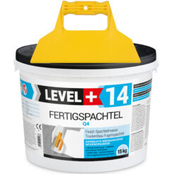 Fertigspachtel Spachtelmasse 15 kg Glättspachtel Fugenspachtel Trockenbau Rein Weiß + Kunststoffspachtel ohne Zahnung Set LEVEL+14