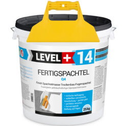 Fertigspachtel Spachtelmasse 25 kg Glättspachtel Fugenspachtel Trockenbau Rein Weiß + Kunststoffspachtel ohne Zahnung Set LEVEL+14