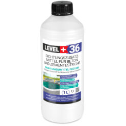 Dichtsungsmittel Flüssig 1L für Beton und Zementestriche, frostbeständig, Mörtelzusatzmittel, Belüftungsmittel LEVEL+36