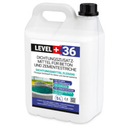 Dichtsungsmittel Flüssig 5L für Beton und Zementestriche, frostbeständig, Mörtelzusatzmittel, Belüftungsmittel LEVEL+36
