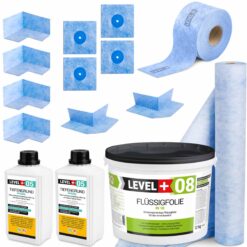 DichtSet für ca 10m² Bad, Flüssigfolie12kg Dichtbahn Dichtband LEVEL+ SET41
