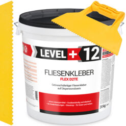 Fliesenkleber Fertigkleber Weiß 20kg Flex D2TE + Dreieckzahnspachtel SET LEVEL+12