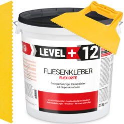 Fliesenkleber Fertigkleber Weiß 25kg Flex D2TE + Dreieckzahnspachtel SET LEVEL+12