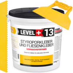 Styroporkleber Dispersionkleber Korkkleber 20kg Polymerbasis + Dreieckzahnspachtel SET LEVEL+13