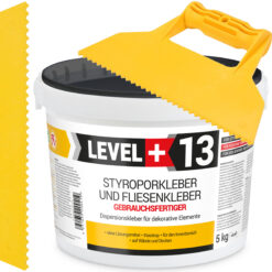 Styroporkleber Dispersionkleber Korkkleber 5kg Polymerbasis + Dreieckzahnspachtel SET LEVEL+13