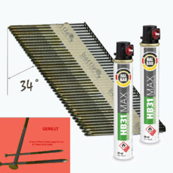 SET Streifennägel 34° R-Kopf blank 3,1x90mm gerillt 2500 Nägel + 2x Gas 165mm HB31