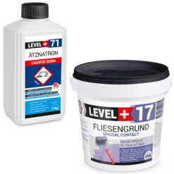 Fliesengrund 1,5kg Fliese auf Fliese Spezial-Haftgrund Quarzgrund Spezial Contact + Entfetter Reiniger Ätznatron 1kg Set LEVEL+17