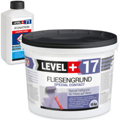 Fliesengrund 15kg Fliese auf Fliese Spezial-Haftgrund Quarzgrund Spezial Contact + Entfetter Reiniger Ätznatron 1kg Set LEVEL+17