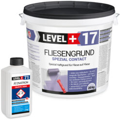 Fliesengrund 20kg Fliese auf Fliese Spezial-Haftgrund Quarzgrund Spezial Contact + Entfetter Reiniger Ätznatron 1kg Set LEVEL+17