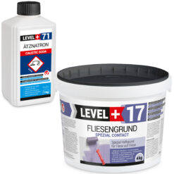 Fliesengrund 4kg Fliese auf Fliese Spezial-Haftgrund Quarzgrund Spezial Contact + Entfetter Reiniger Ätznatron 1kg Set LEVEL+17