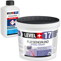 Fliesengrund 7kg Fliese auf Fliese Spezial-Haftgrund Quarzgrund Spezial Contact + Entfetter Reiniger Ätznatron 1kg Set LEVEL+17