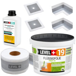 Dicht-Set Innen Außen Abdichtung-Set Dichtvlies Flüssigfolie 4kg Holz Fliesen OSB Wasserdicht Dichtband 120/70mm Ausdehnbar SET509