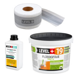 Dicht-Set Innen Außen Abdichtung-Set Dichtvlies Flüssigfolie 4kg Holz Fliesen OSB Wasserdicht Dichtband 120/70mm Ausdehnbar SET510