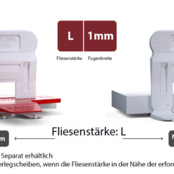 Alternative view of Zuglaschen 100 Stück Fugenbreite 1mm T-Lock Clips L Fliesenstärke 15-25mm Nivelliersystem Verlegehilfe PLM