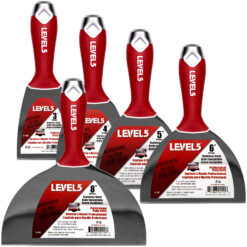 LEVEL5 Profi Set 5x Spachtel aus Edelstahl weicher Griff für Trockenbau 5-602