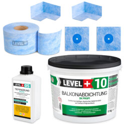 DichtSet 10kg Balkonabdichtung 2K Abdichtung, Bad, Dusche, Terrasse LEVEL+ SET26